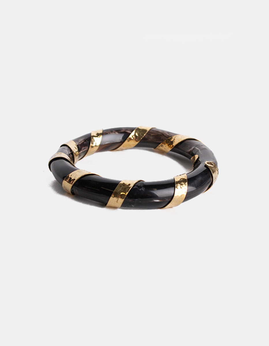 Brazalete de bronce con baño vermeil 22k