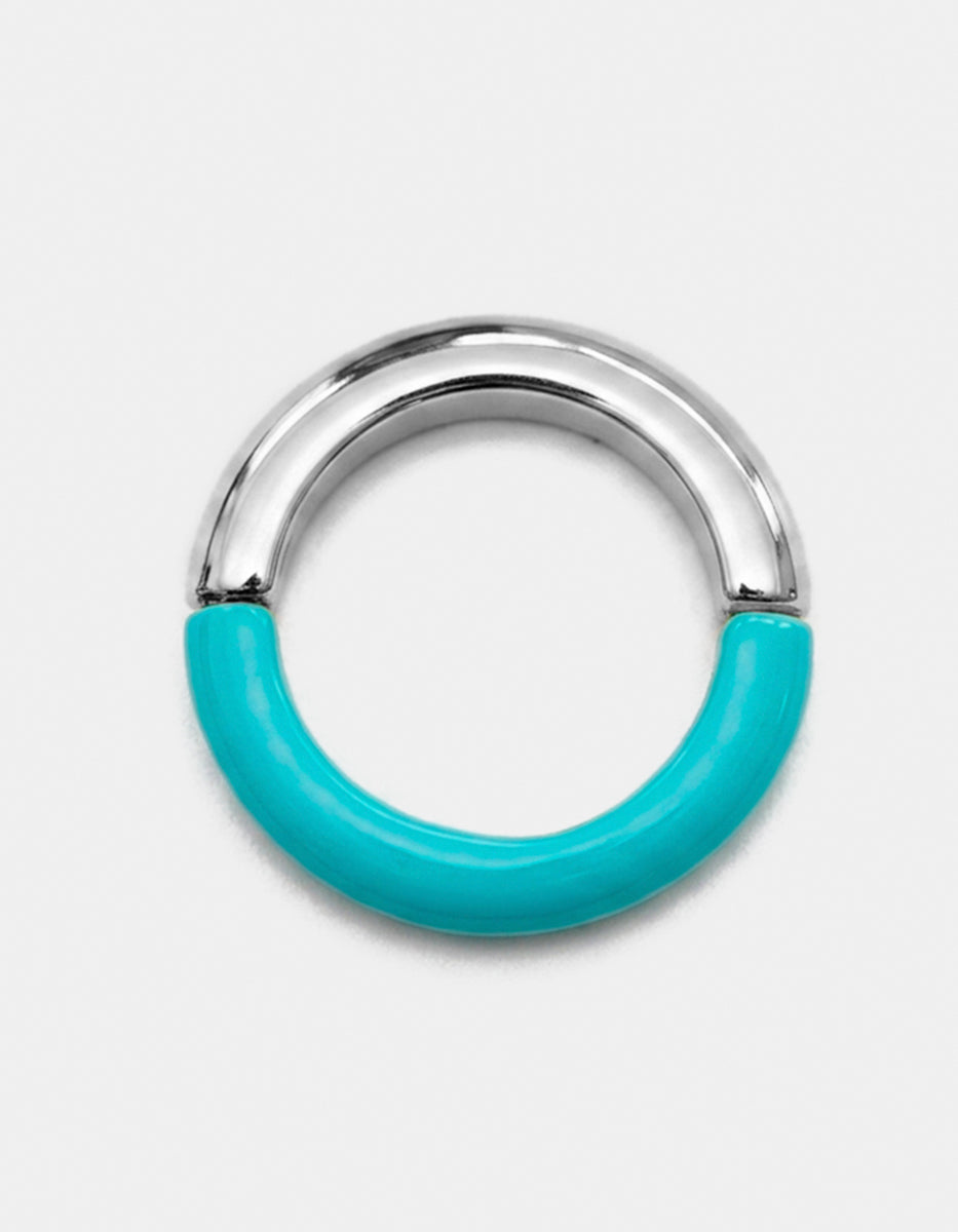 Brazalete de metal noble plateado con baquelita turquesa