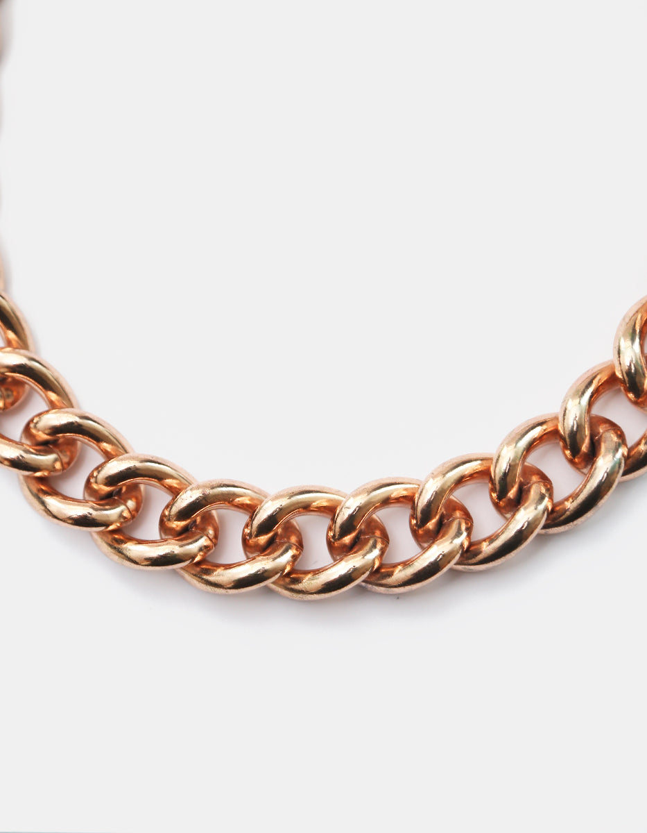 Collar de eslabones gruesos chunky en bronce con baño de oro rosa