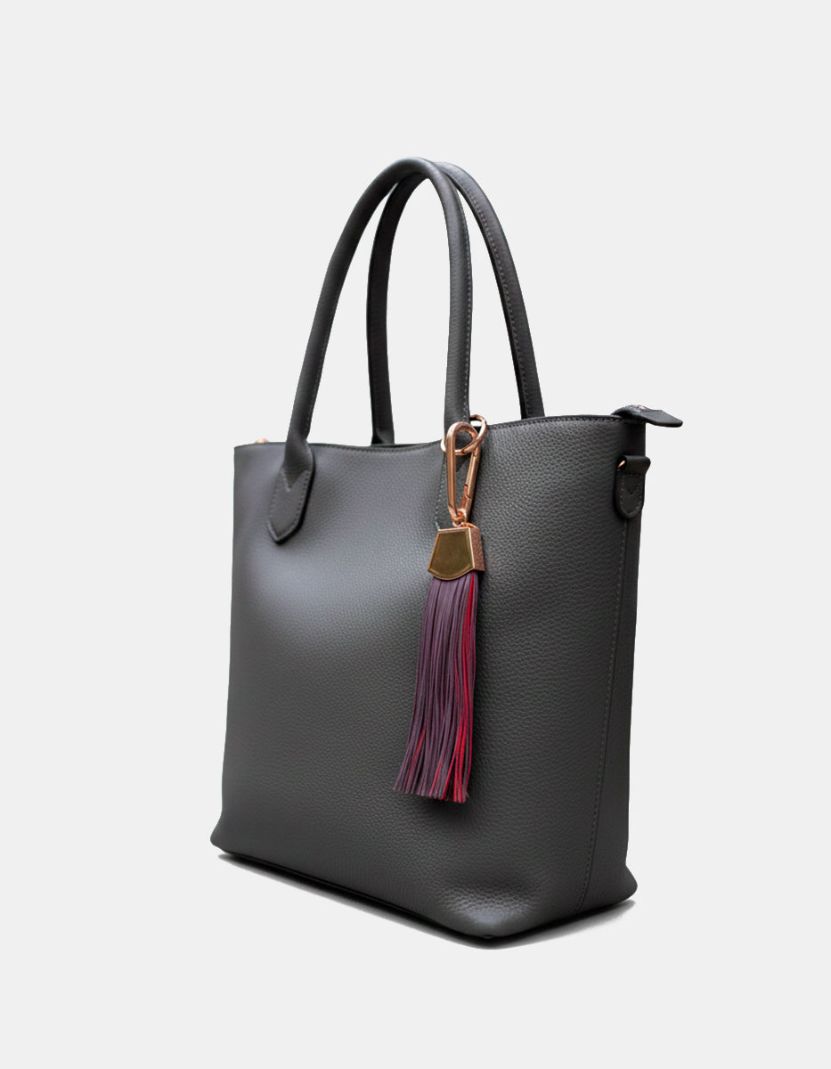 ⚡Ei Llavero en Bronce con Baño Vermeil 22 kt y Flecos Morados Allegra