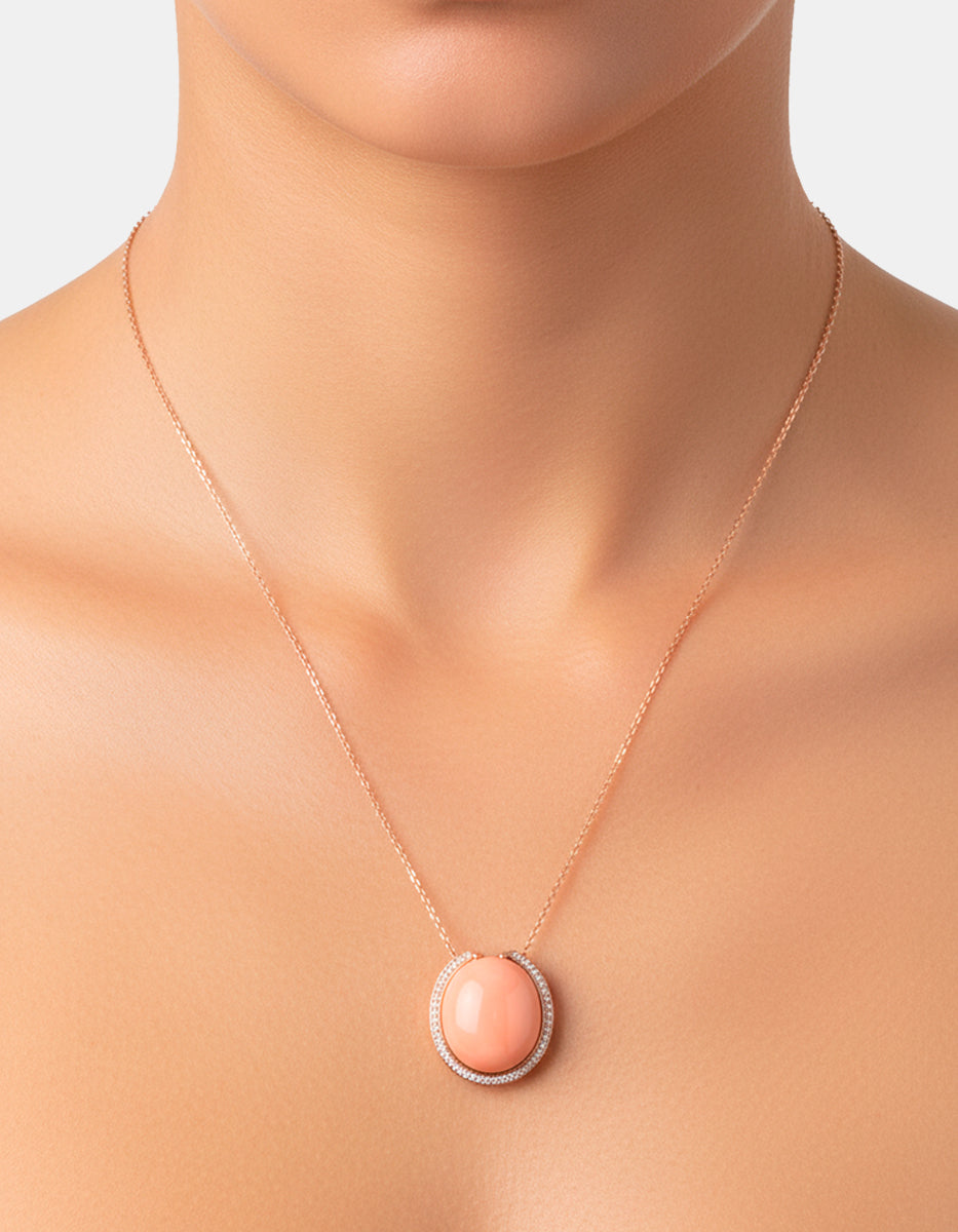 Collar de plata .925 con baño de oro rosa y espinolita Fenicia