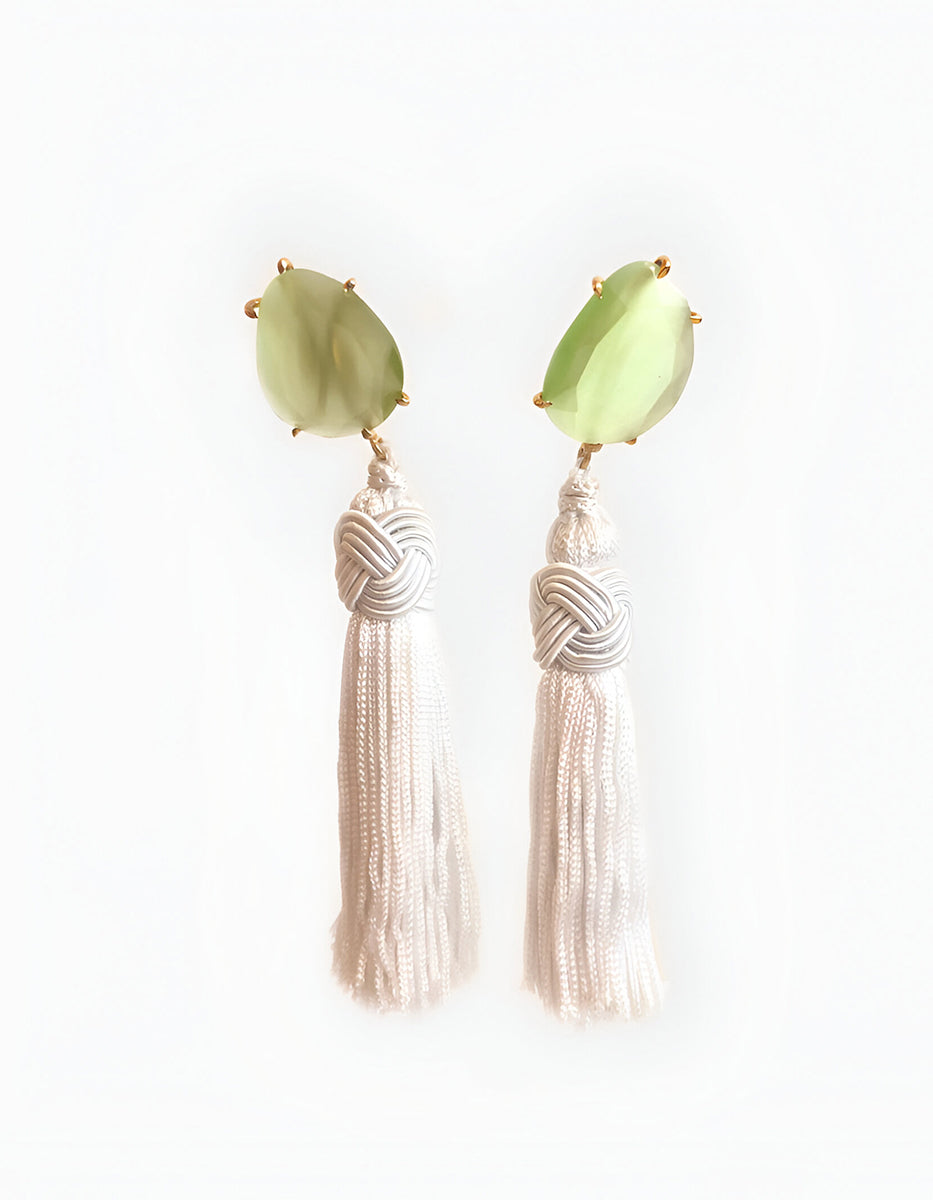 Aretes de plata con baño vermeil 22k y piedra ojo de gato Esplendida