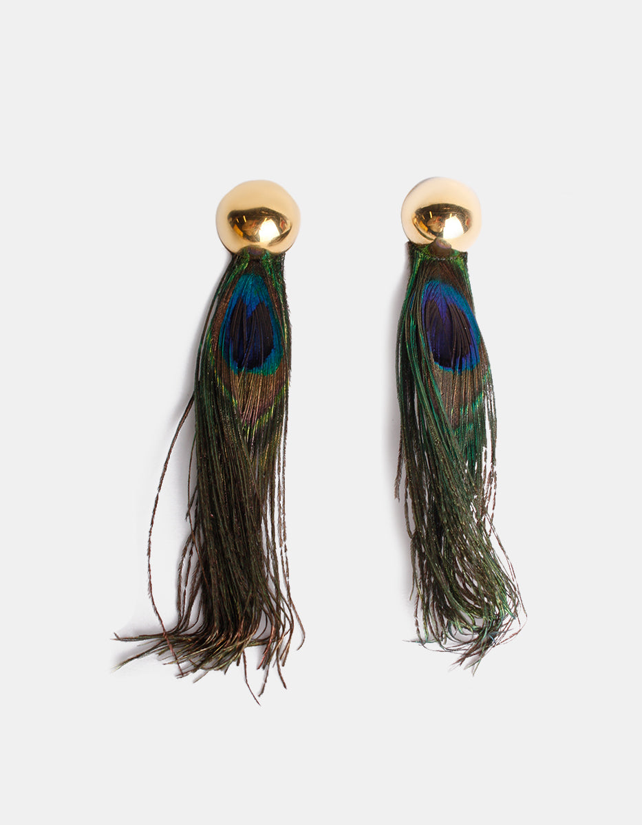 Aretes con plumas tipo pavoreal Esplendida