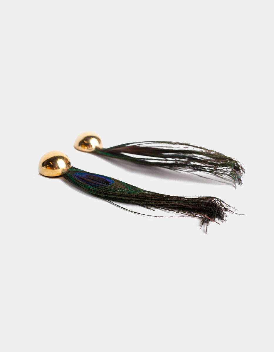 Aretes con plumas tipo pavoreal Esplendida