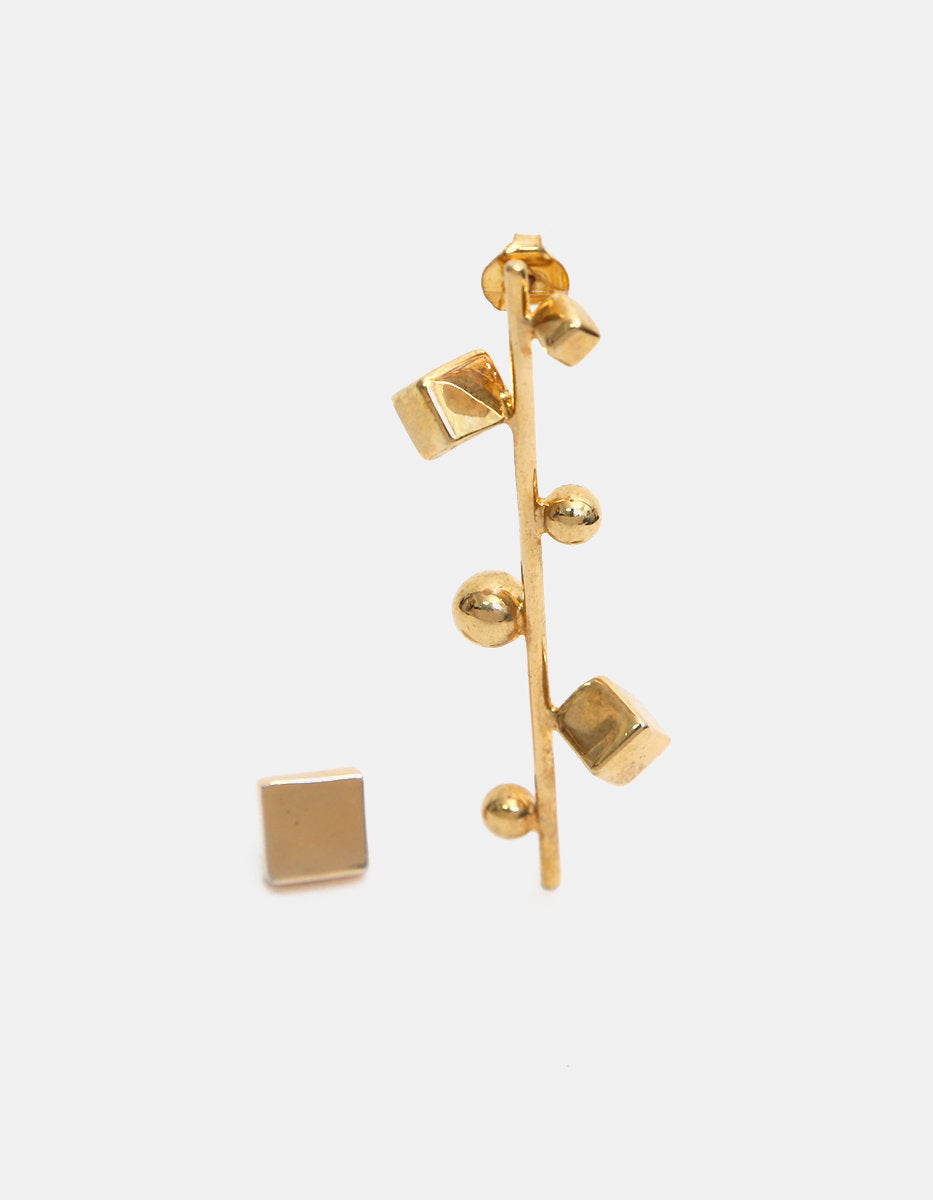 Aretes bronce con baño oro 22k cubos  Mexican Geometry