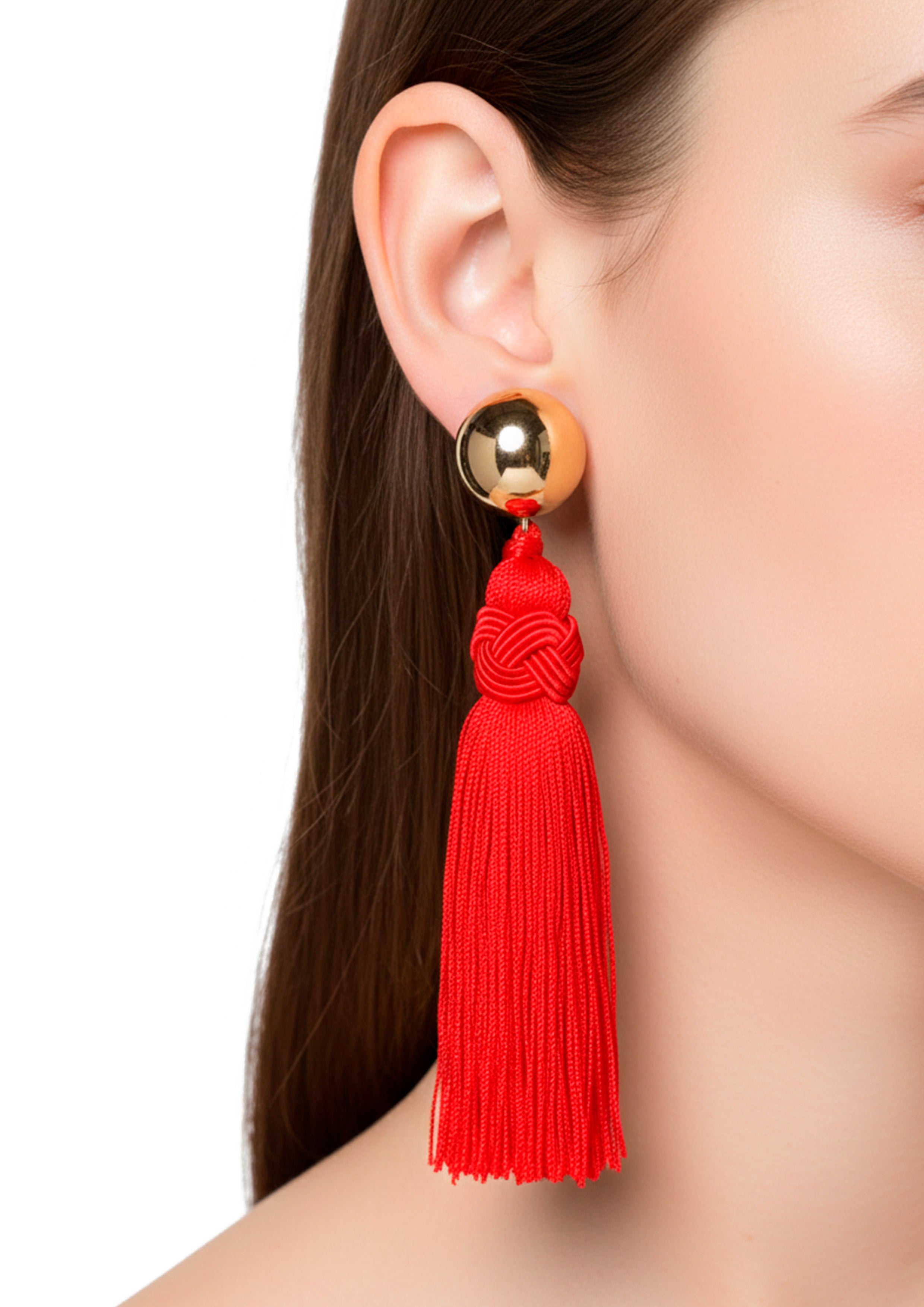 Aretes con pompones rojos Esplendida
