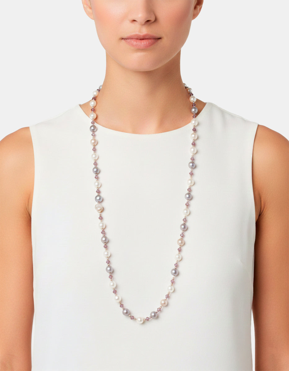 Collar bronce con baño rodio & perla mabe Isla de Mallorca