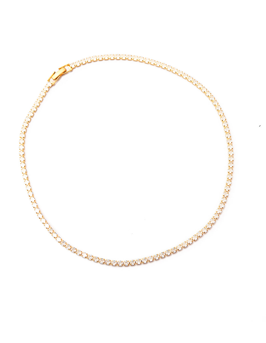 Collar en baño de oro de 22kt y topacios blancos en corte brillante Festive Style
