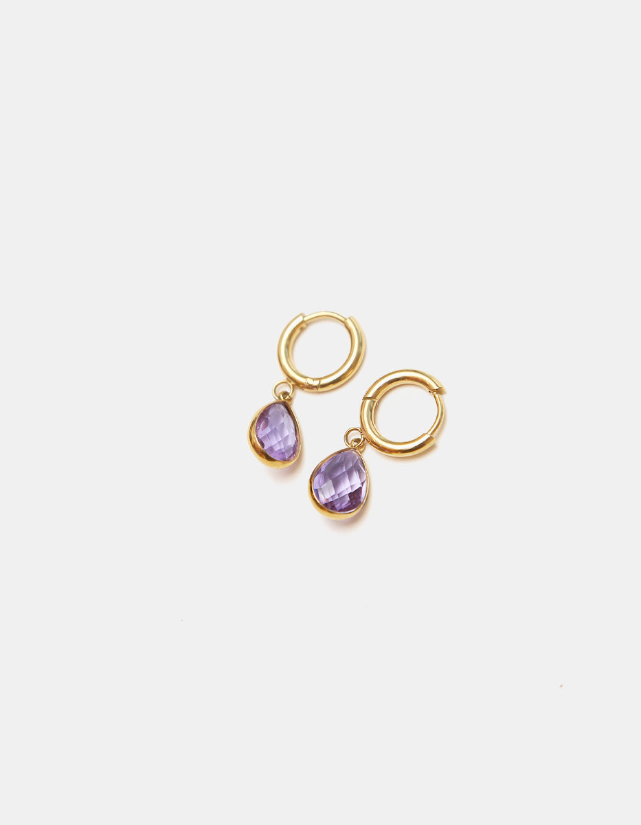 Arracada mini Gold-filled con amatista oval Love Story