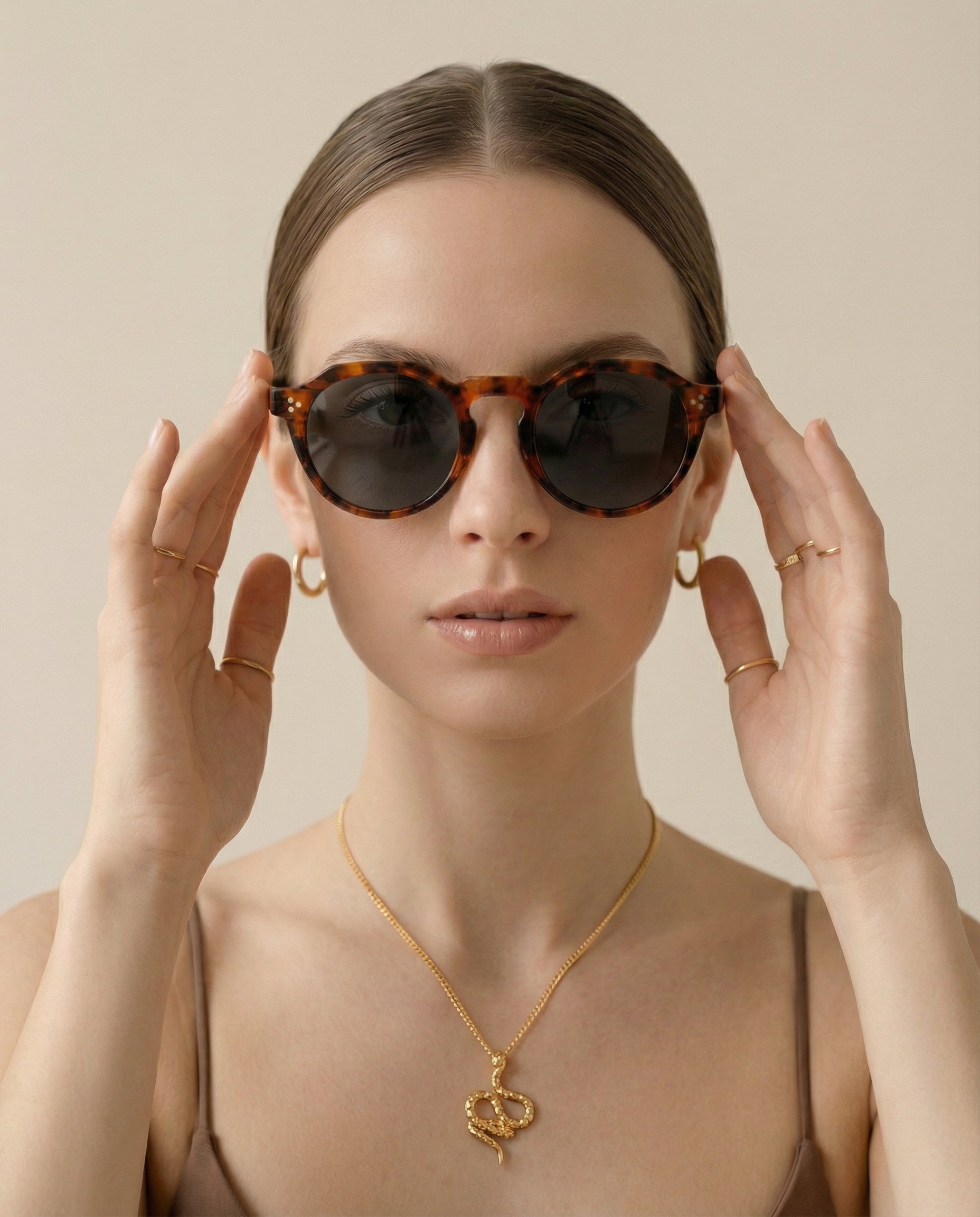 Gafas de sol Soleil café print / Lente ahumada