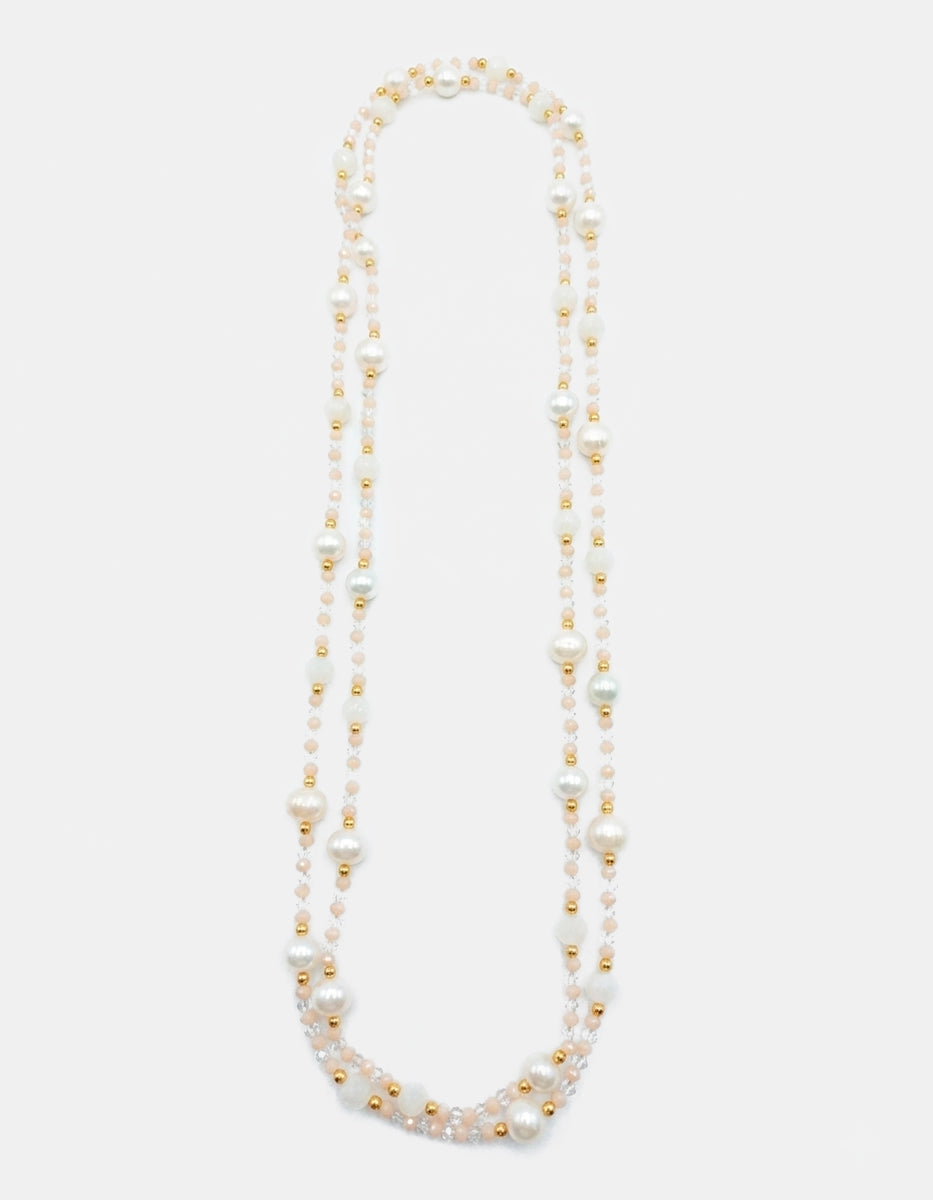 Collar de bronce con baño de oro 22k y perla Mabe