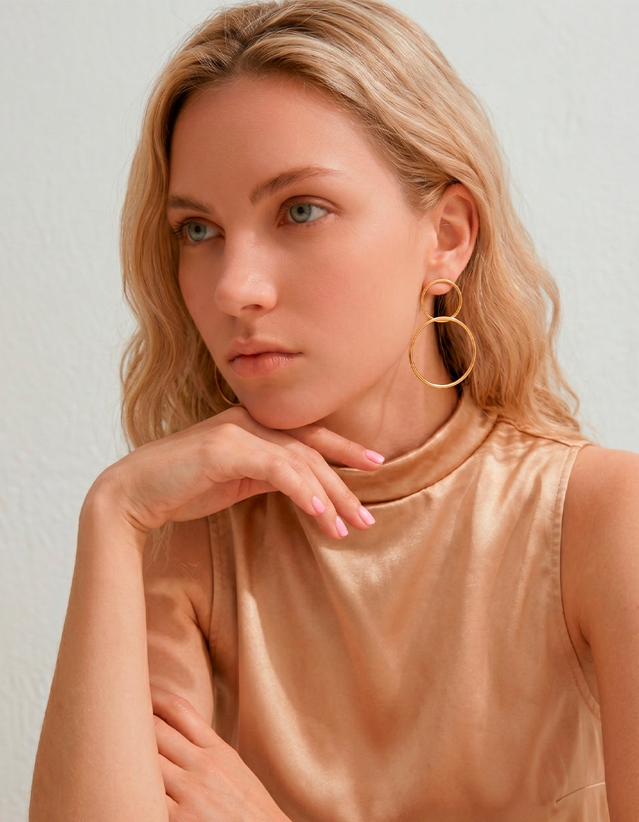 Aretes doble aro Golden