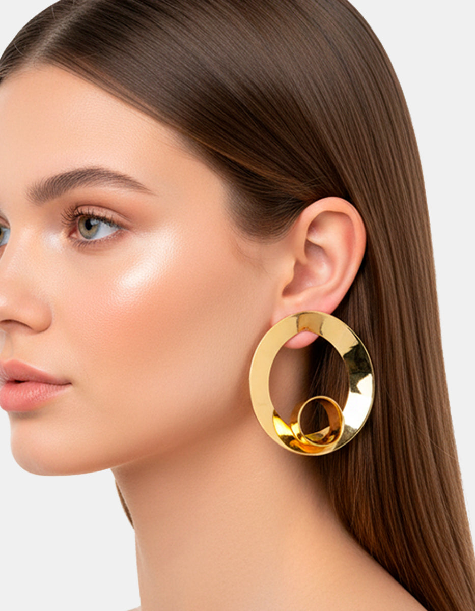 Aretes en forma de gota espiral Golden