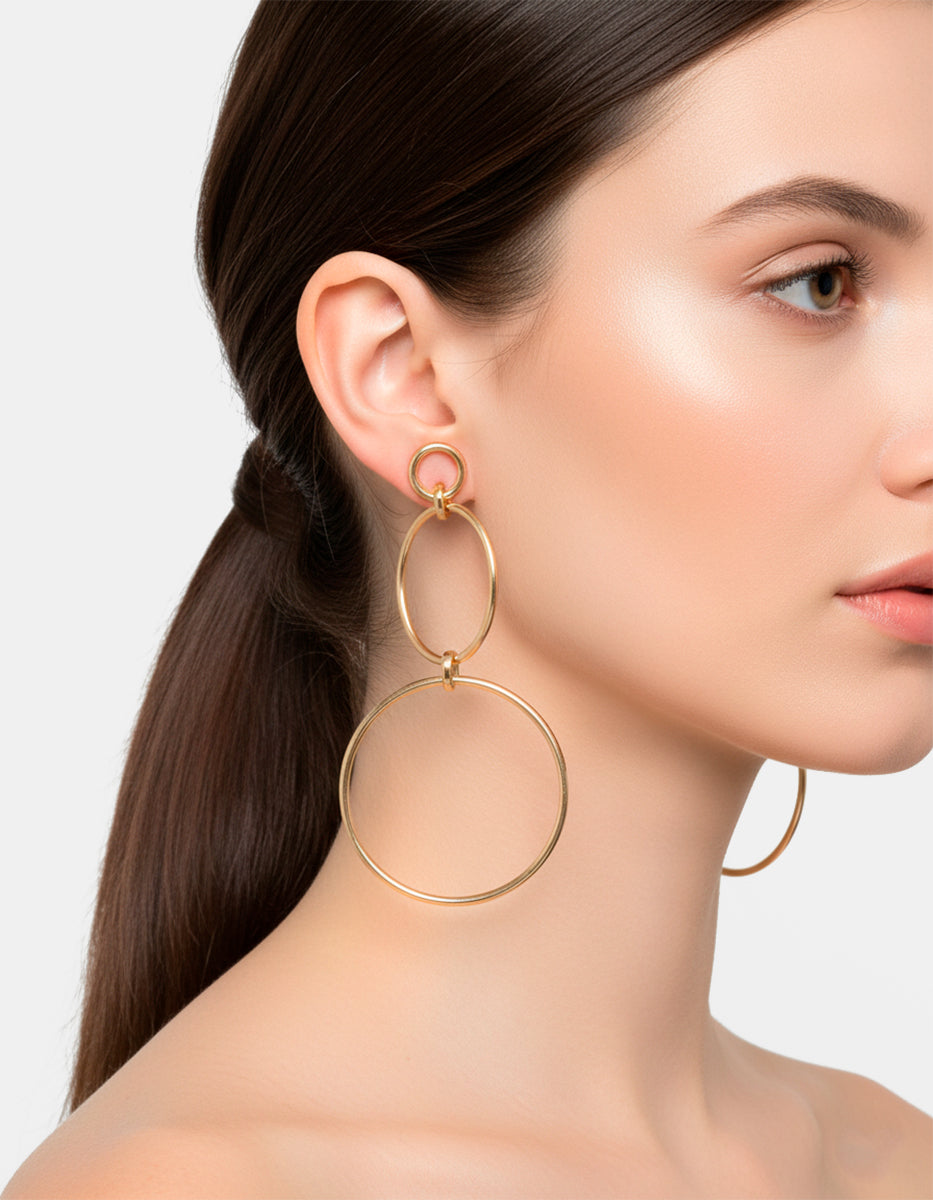 Aretes triple aro liso Golden