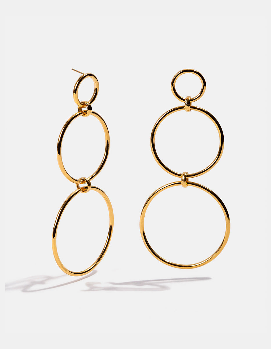 Aretes triple aro liso Golden