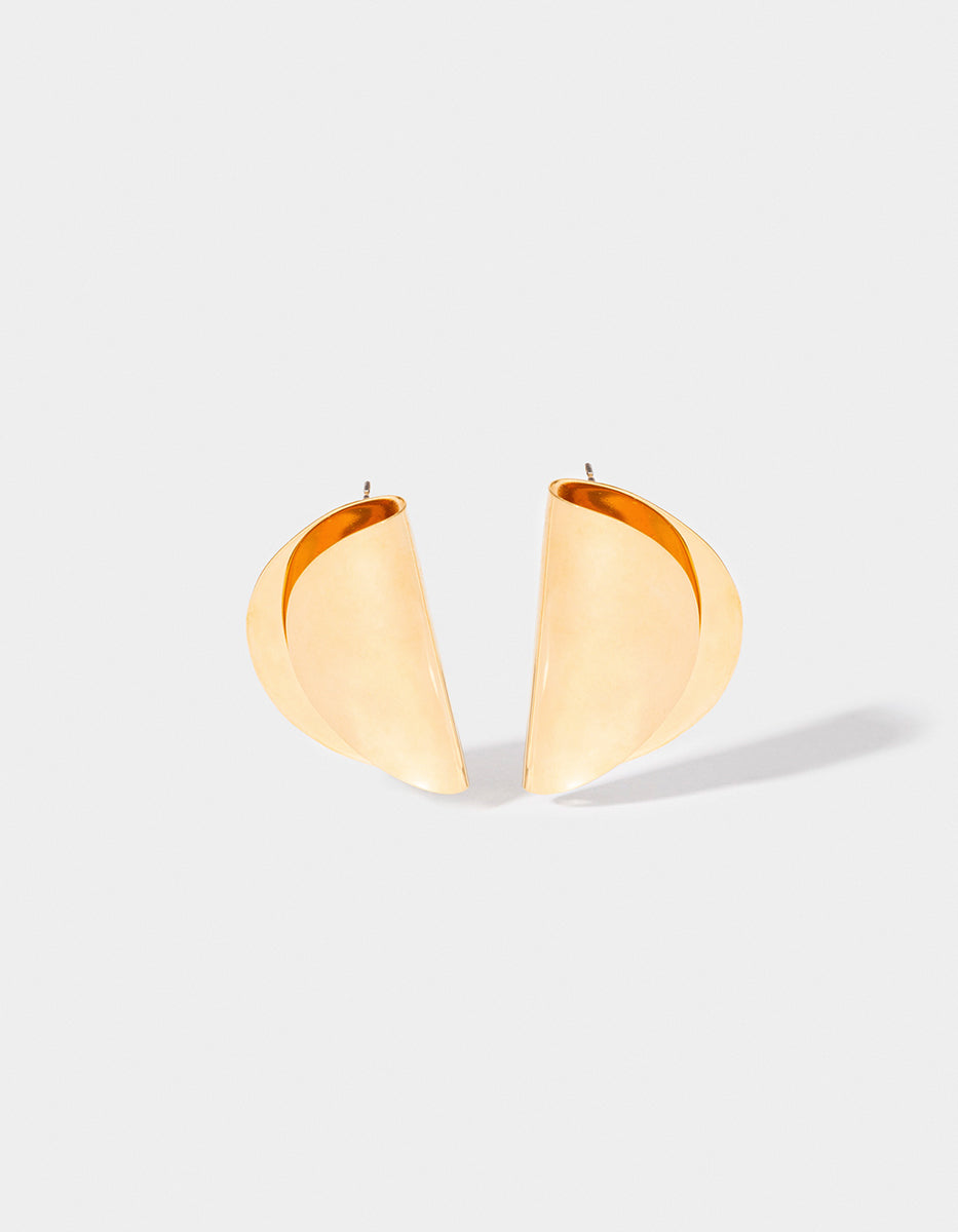 Aretes forma orgánica lisos Golden