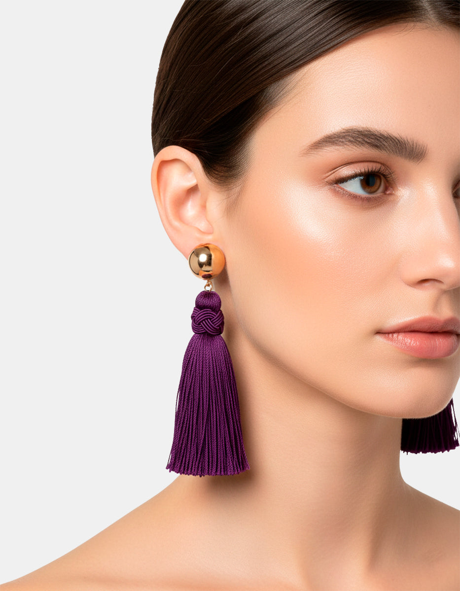 Aretes con pompones violeta Oaxaca