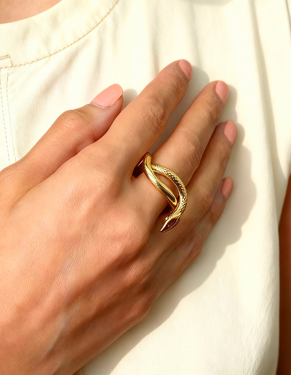 Anillo en forma de serpiente lisa Poison