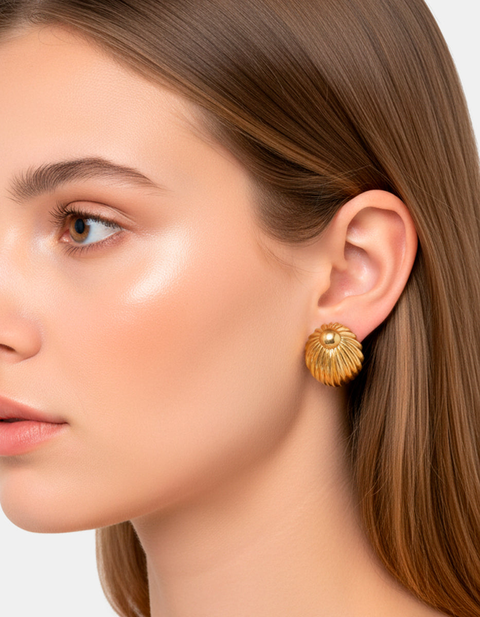 Aretes forma orgánica cabuchón Golden