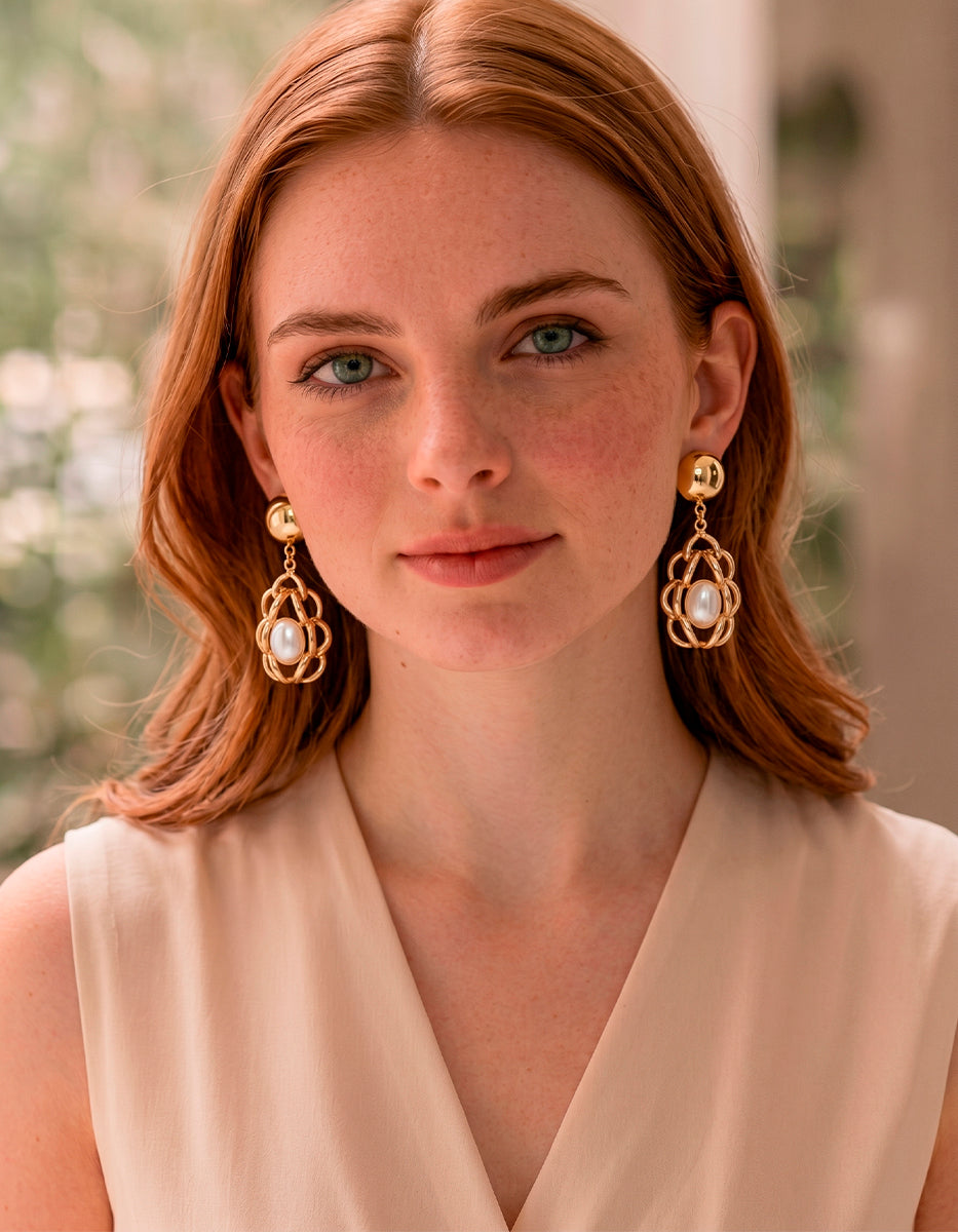 Aretes de Bronce con Baño de Oro 22kt Glam Girl