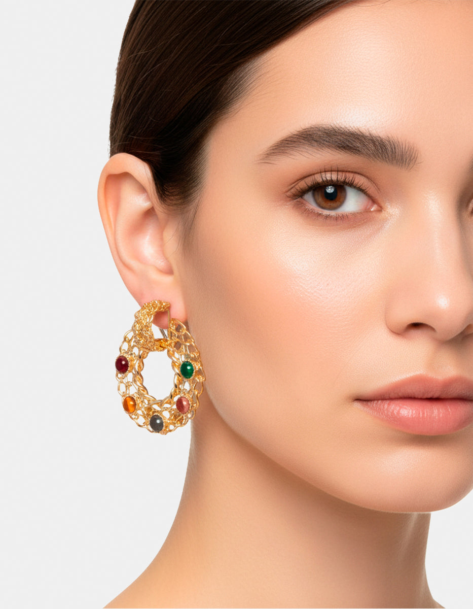 Aretes de Bronce con Baño de Oro 22kt Glam Girl