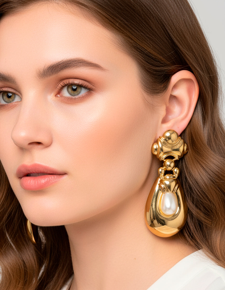 Aretes de Bronce con Baño de Oro 22kt Glam Girl