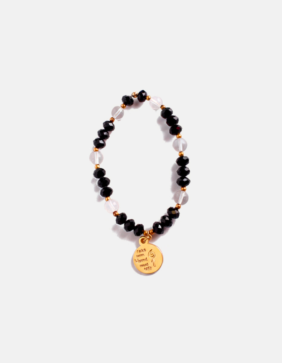 Pulsera de cristal austriaco con dije “Mamá” en bronce con baño de oro 22k