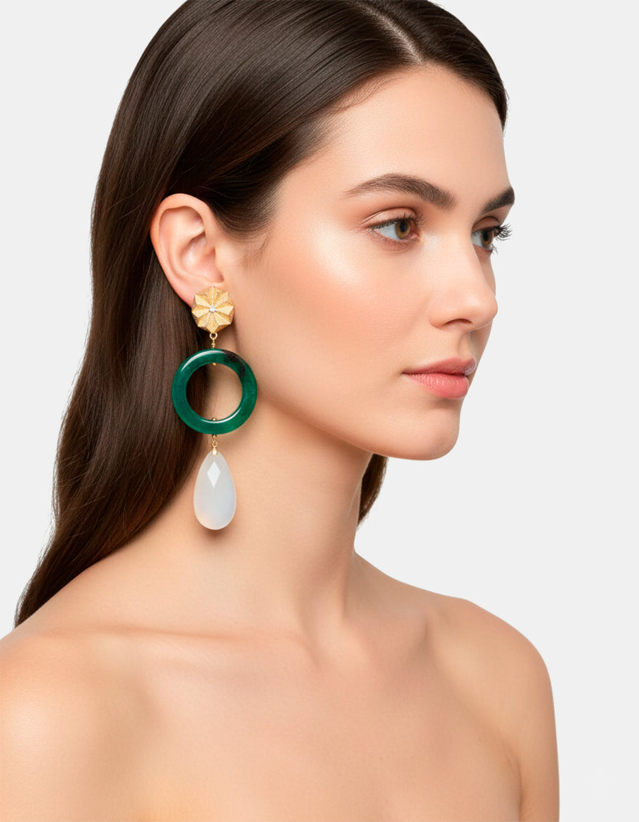 Aretes en Bronce con Baño de Oro 22 kt Rainbow