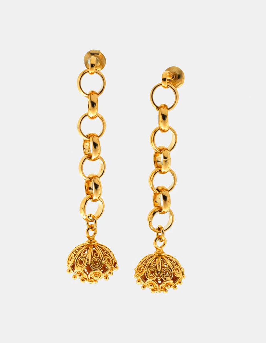 Aretes en bronce con baño de oro 22 kt Mamá