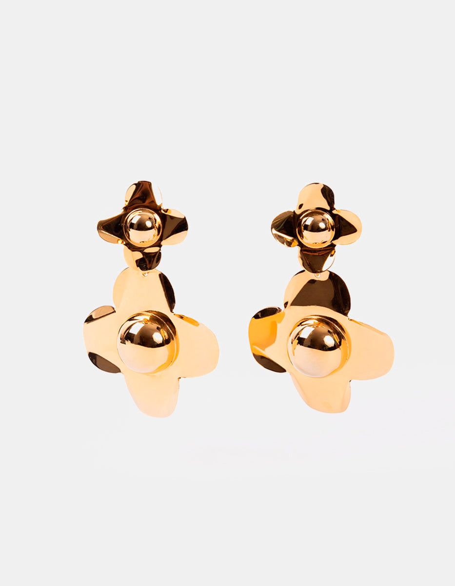 Aretes forma flor doble Golden