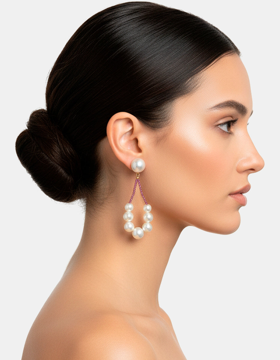 Aretes de Bronce con Baño de Oro 22kt y Perlas Mabe By Daniel