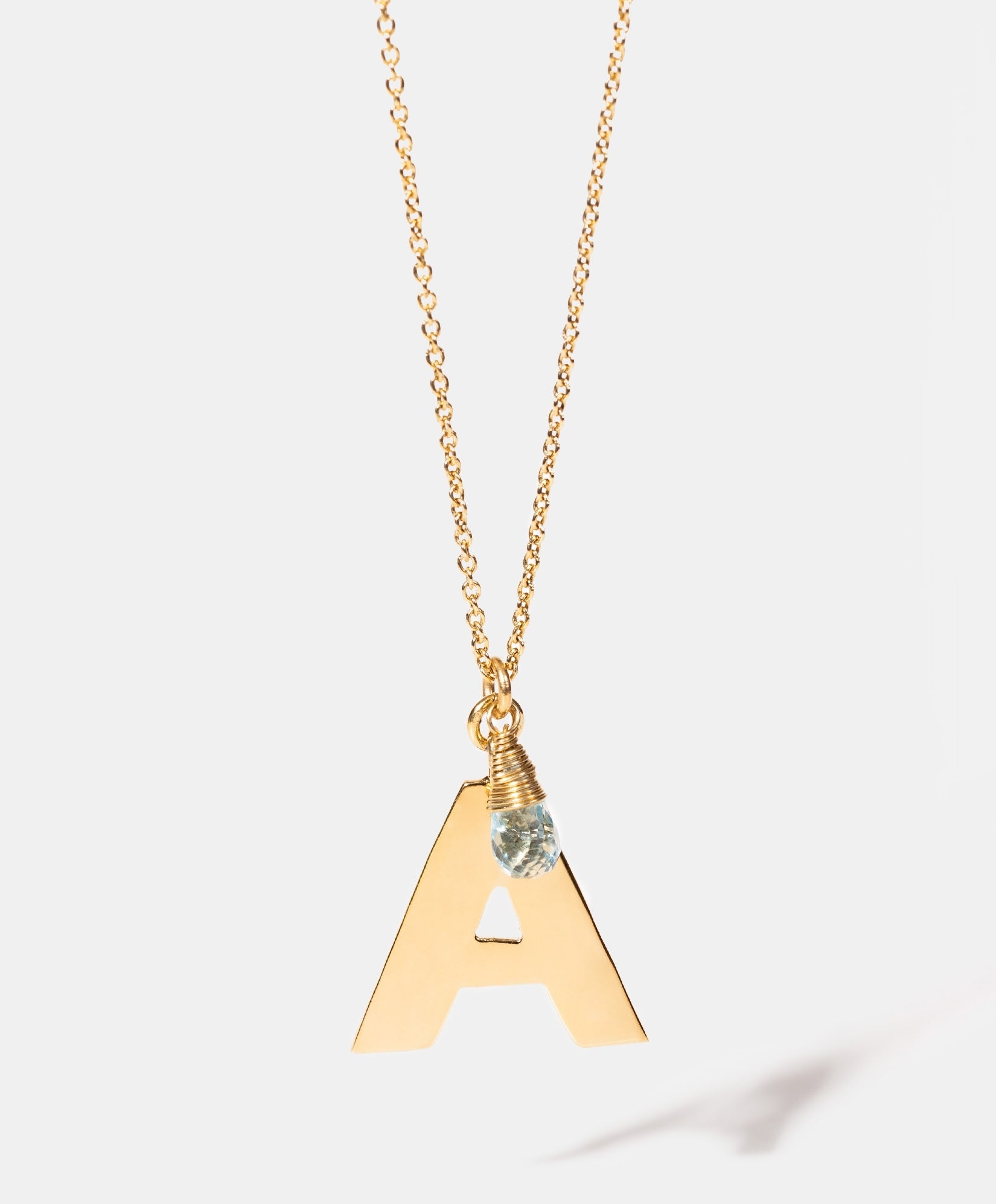 Collar con la inicial A y una piedra natural a elegir Lady