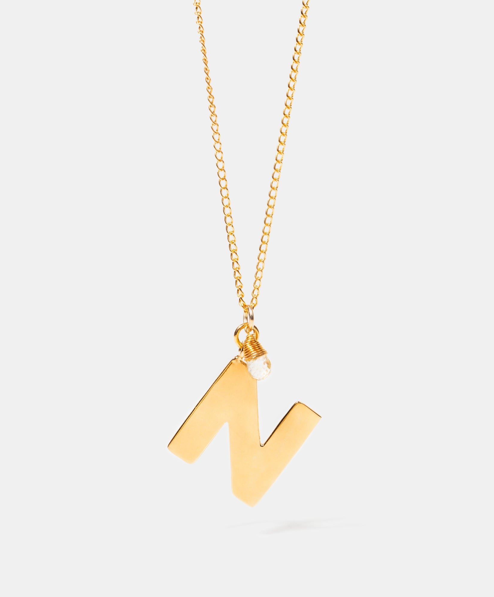 Collar con la inicial N y una piedra natural a elegir Lady