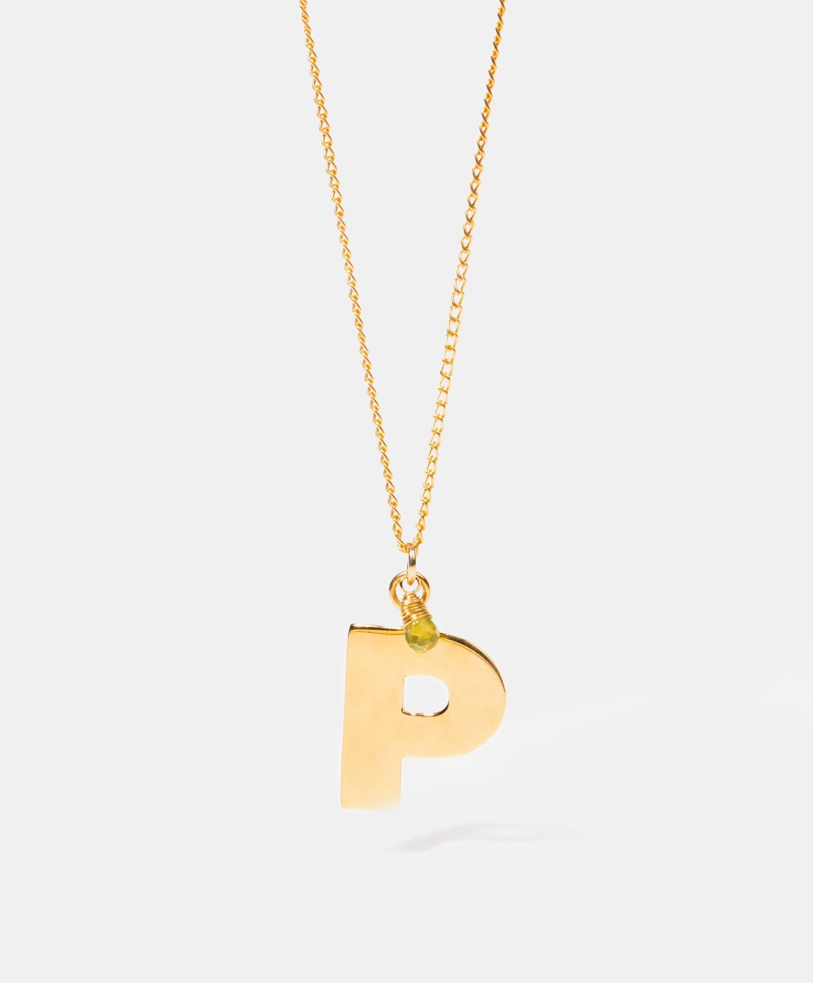 Collar con la inicial P y una piedra natural a elegir Lady