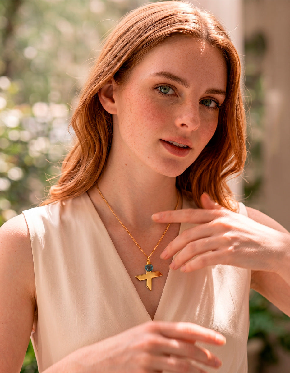 Collar con la inicial X y una piedra natural a elegir Lady