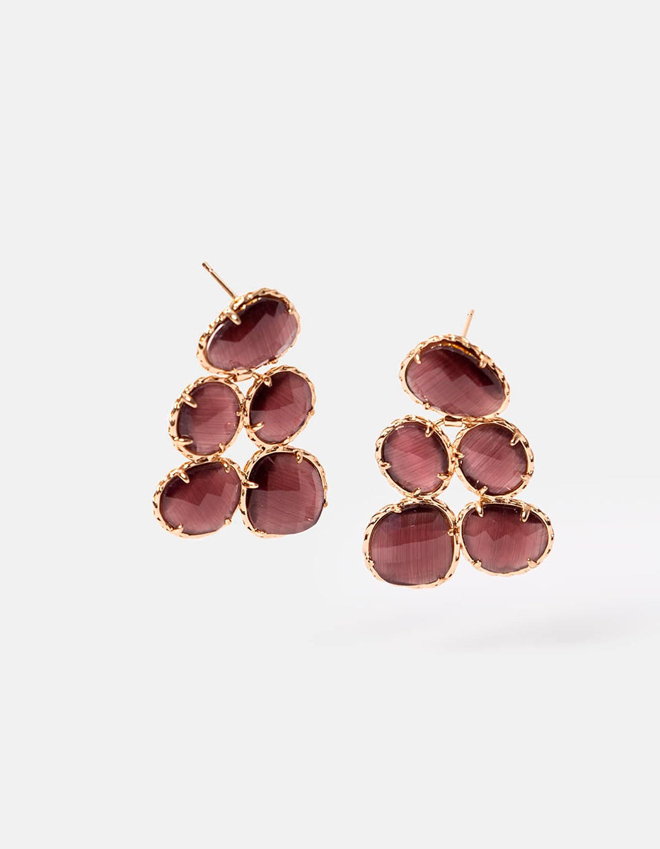 Aretes con espinolitas tono guinda Marquesa