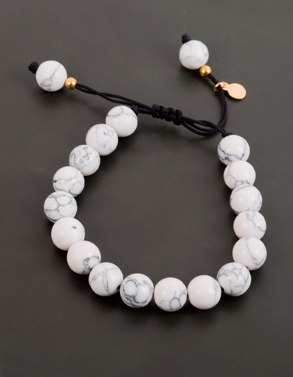 Pulsera de ágata blanca con bronce en baño de oro 22 kt Nordic