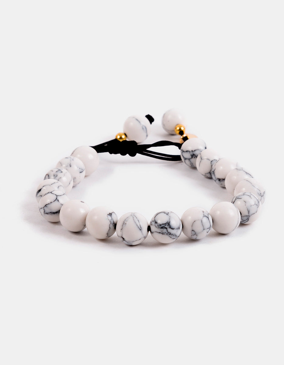 Pulsera de ágata blanca con bronce en baño de oro 22 kt Nordic