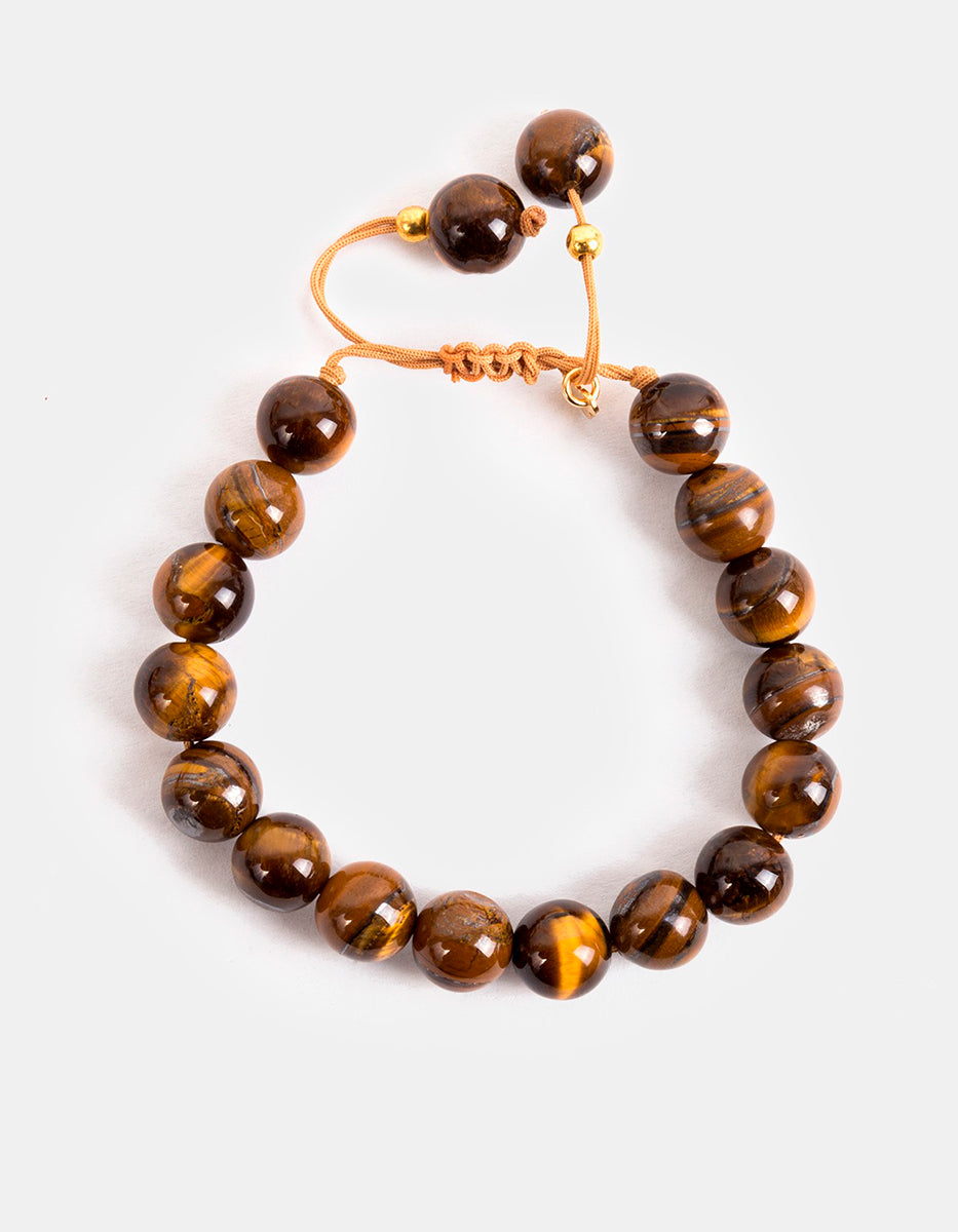 Pulsera de bronce en baño de oro 22 kt con ojo de tigre Nordic