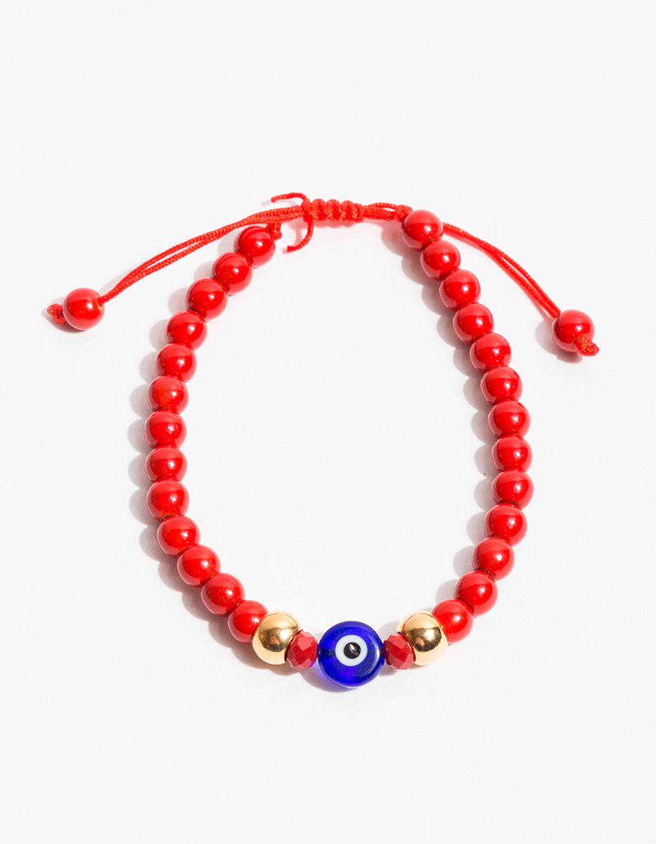 Pulsera de bronce en baño de oro con cristal austriaco y ojo turco Nordic