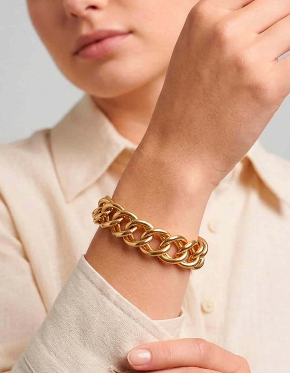 Pulsera de bronce con baño de oro 22kt eslabones Fenicia