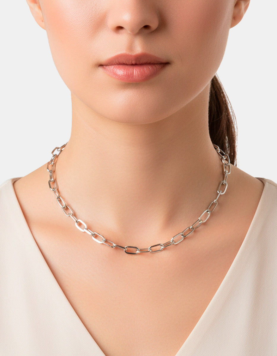 Collar de bronce con baño de rodio Fenicia