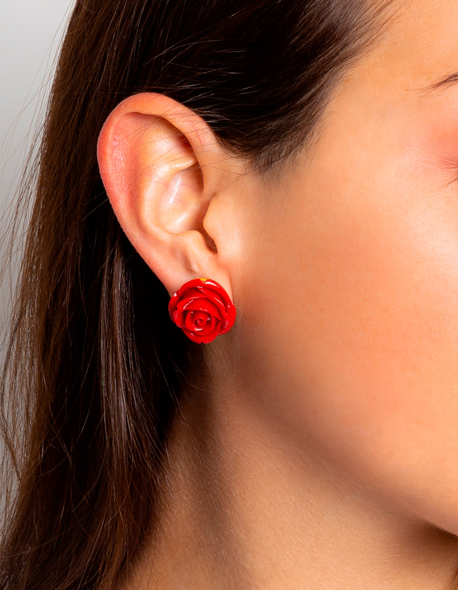 Aretes rosa roja Rock & Glam