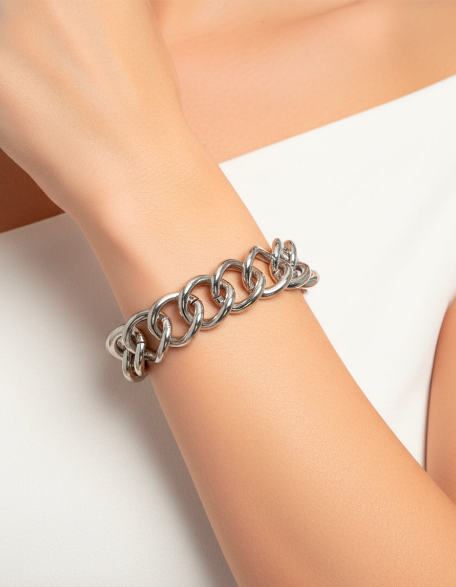 Pulsera de bronce con baño de rodio Fenicia