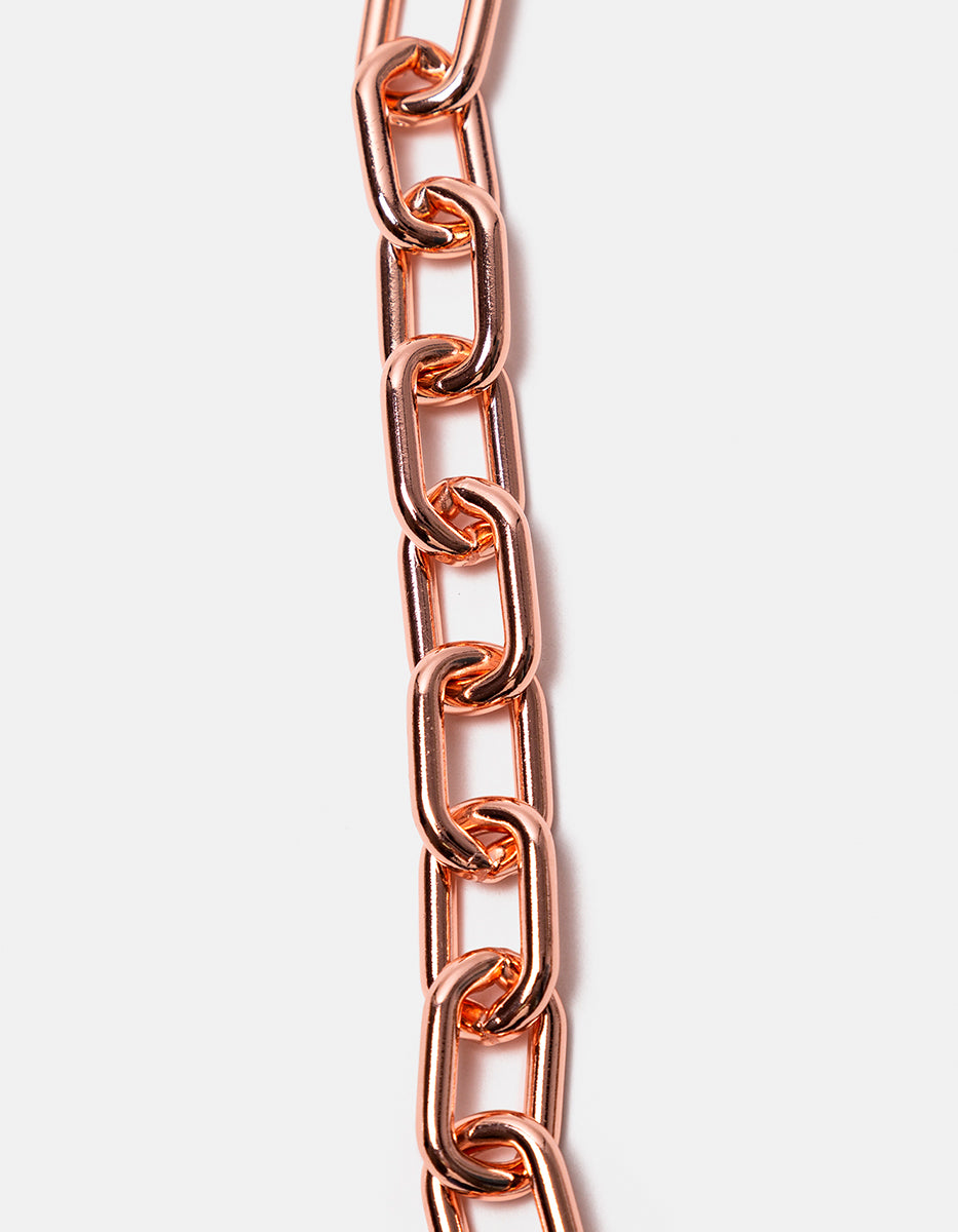 Pulsera de bronce con baño de oro rosa y eslabónes rectangulares Fenicia