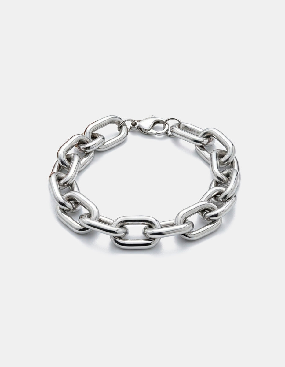 Pulsera de bronce con baño de rodio con eslabones rectangulares Fenicia