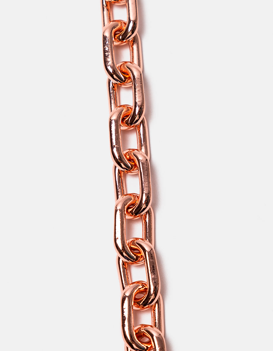 Pulsera de bronce con baño de oro rosa y eslabón rectangular Fenicia