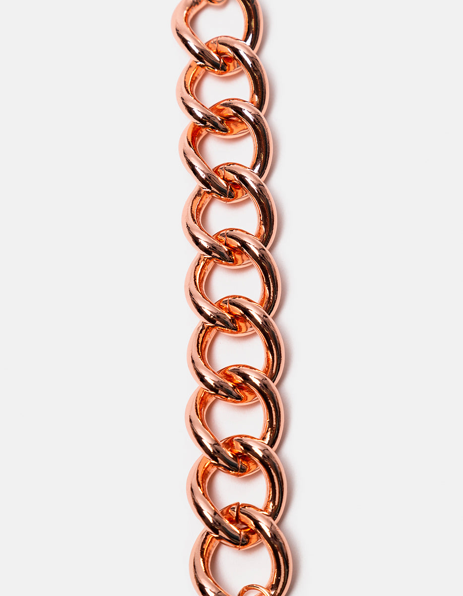 Pulsera de bronce con baño de oro rosa y eslabónes Fenicia