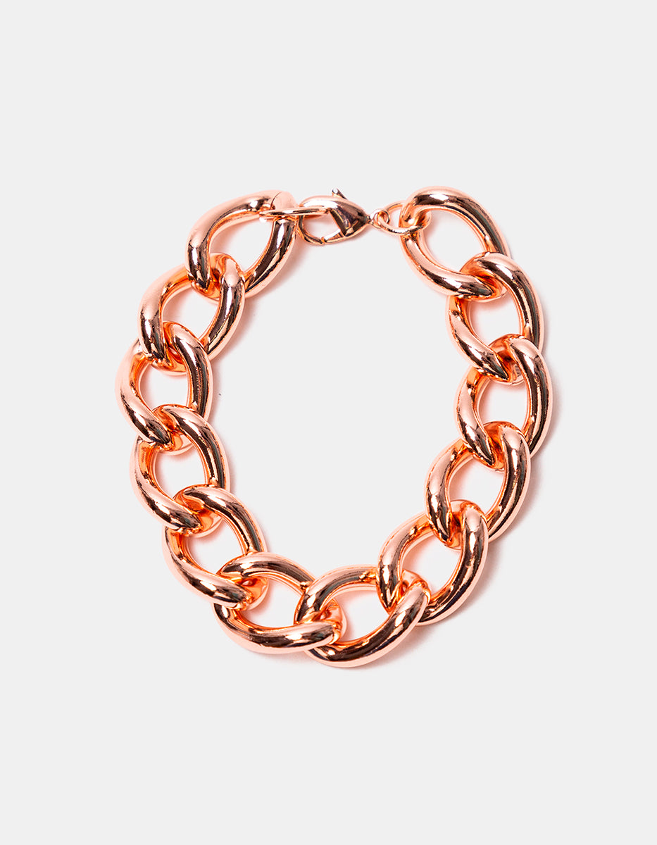 Pulsera de bronce en baño rosa con eslabones