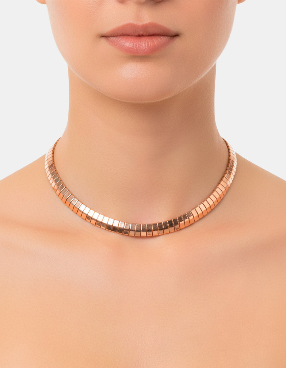 Gargantilla de bronce con baño de oro rosa Fenicia